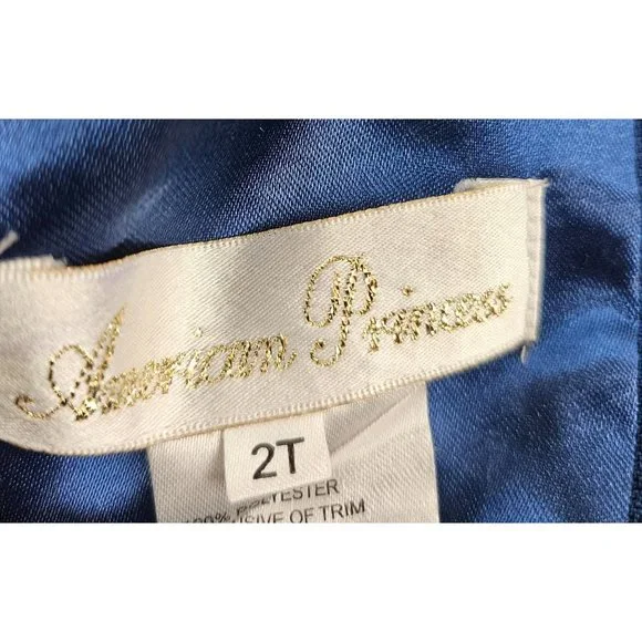 American Princess Girls Toddler 2T Blue Sleeveless Ball Gown Special Occasion - Picture 5 of 9
